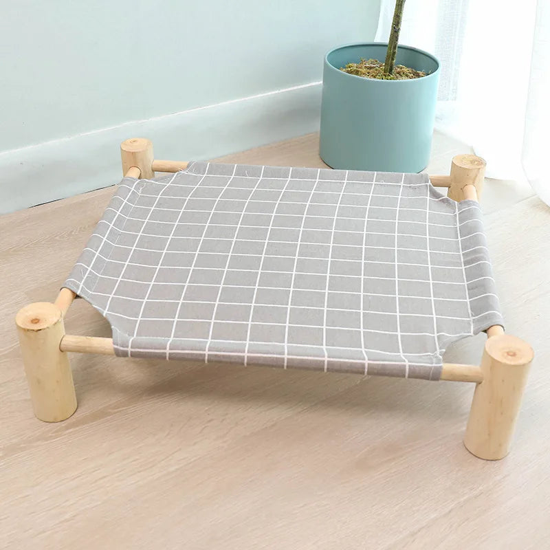 "Detachable raised cat hammock bed with moisture-proof washable mat, ideal for cats and small dogs"

