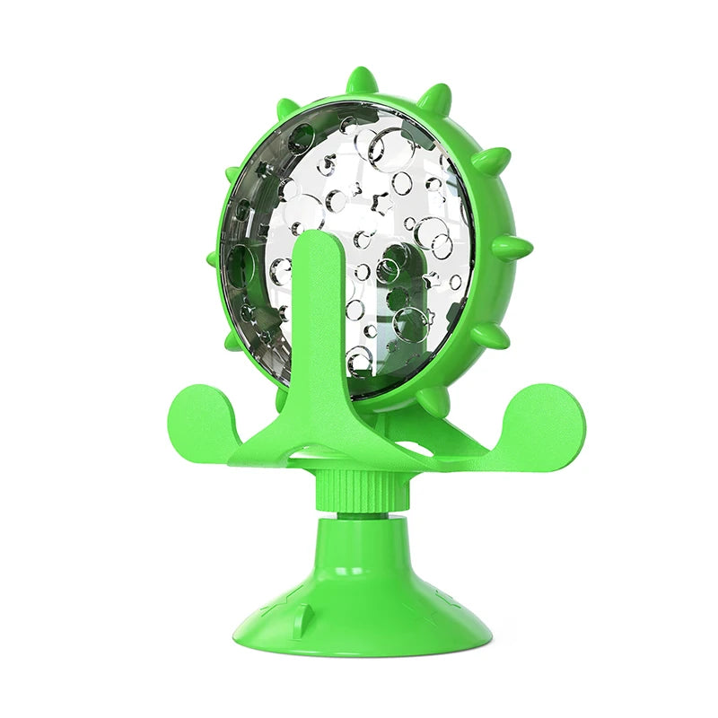 "Interactive treat leaking toy for cats and small dogs, rotatable wheel dispenser"