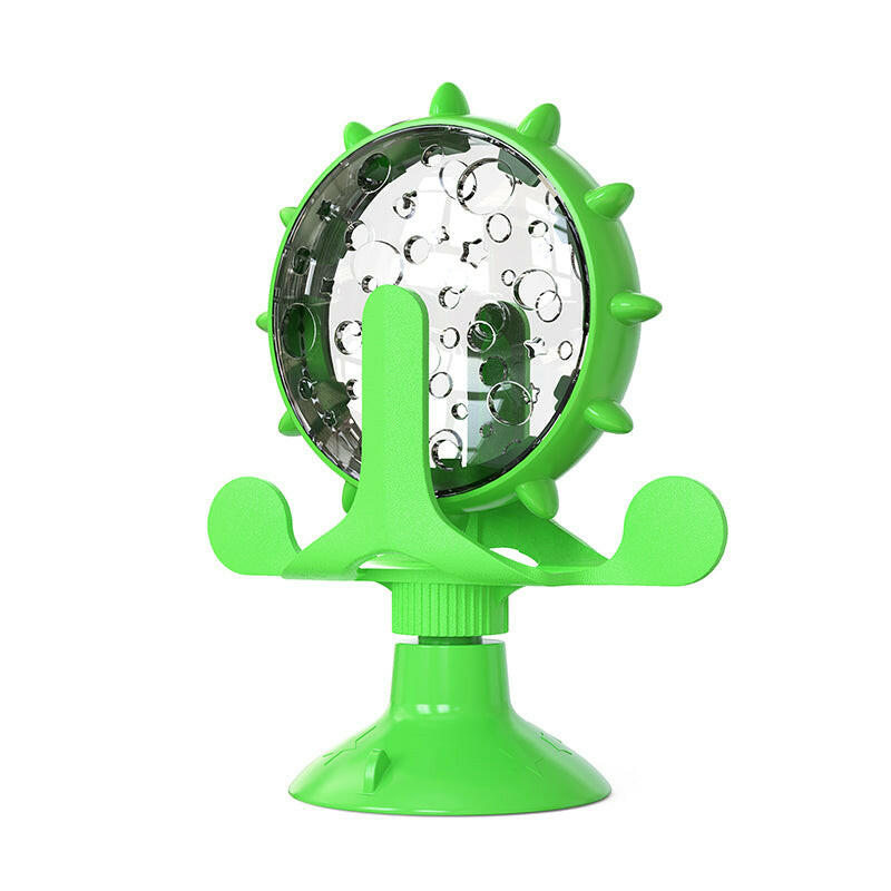 "Interactive treat leaking toy for cats and small dogs, rotatable wheel dispenser"