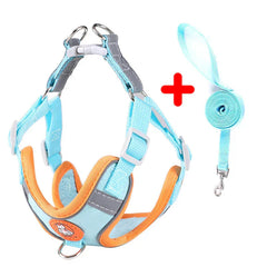 -Pull Reflective Dog Harness & Leash Set - Adjustable & Breathable No-pull reflective dog harness and leash set with adjustable straps and breathable material, ideal for safe, comfortable walks with dogs or cats.