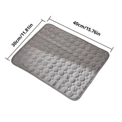 "Grey ice silk cooling pad for small pets, ideal for summer comfort"