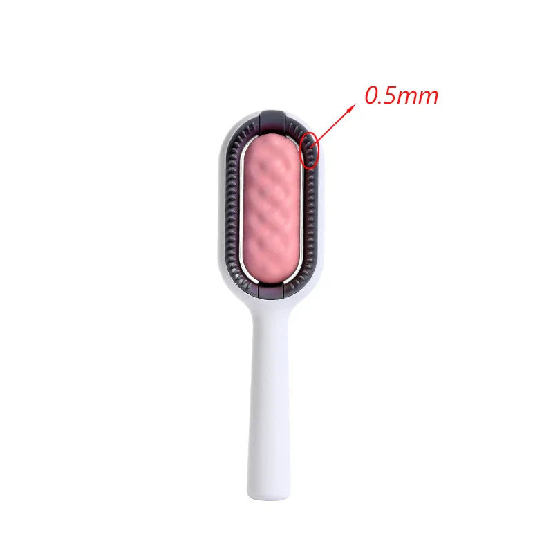 "Double-sided pet hair removal brush for cats and dogs with grooming wipes"