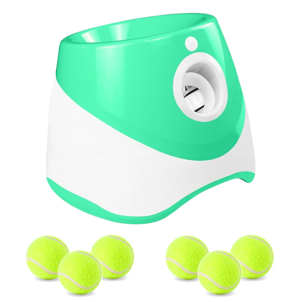 "Automatic dog tennis ball launcher for interactive play"