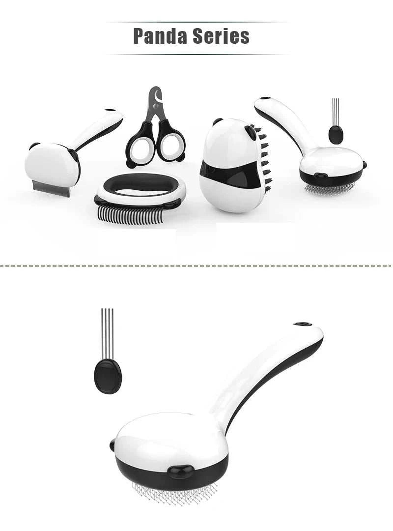 "7-in-1 pet grooming tool for cats and dogs, combining shedding control and hair removal features"