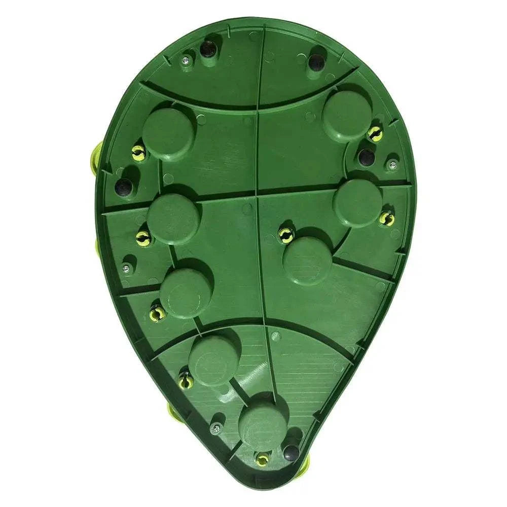 Green leaf shaped slow feeder puzzle toy for cats, interactive chew toy.