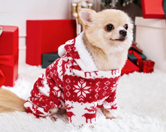 Dog Pajamas Warm Christmas Dog Coat Fleece Thermal Dog Clothes Winter Puppy Jumpsuits Overalls for Small Medium Dogs Cat Apparel