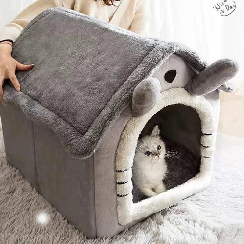 Soft pet bed tent house for dogs and cats with cozy cushion and durable design.