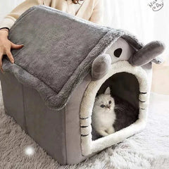 Soft pet bed tent house for dogs and cats with cozy cushion and durable design.