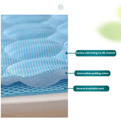 Extra large dog cooling mat with ice silk material, cotton padding, and breathable mesh for summer.