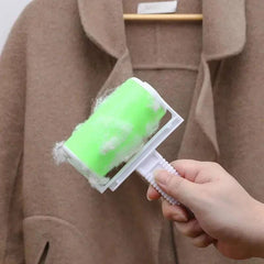 Washable sticky roller for pet hair removal on coat.