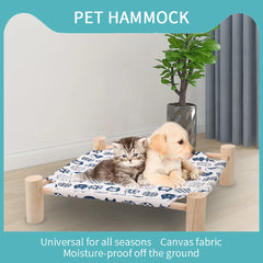 Detachable Cat Hammock Bed "Detachable raised cat hammock bed with moisture-proof washable mat, ideal for cats and small dogs"
