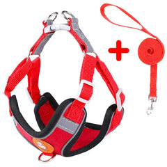 -Pull Reflective Dog Harness & Leash Set - Adjustable & Breathable No-pull reflective dog harness and leash set with adjustable straps and breathable material, ideal for safe, comfortable walks with dogs or cats.
