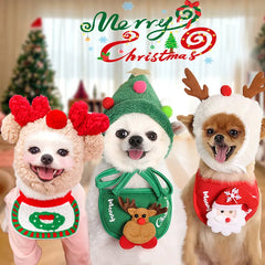Pet Christmas Hat Scarf Dog Christmas Gift Ornaments Cat Christmas Cat Drool Towel Pet Accessories