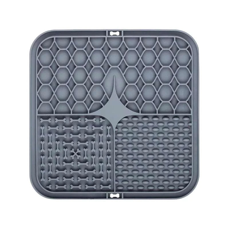 Silicone pet lick mat for dogs, slow feeder and bath distraction tool with strong suction and calming design.