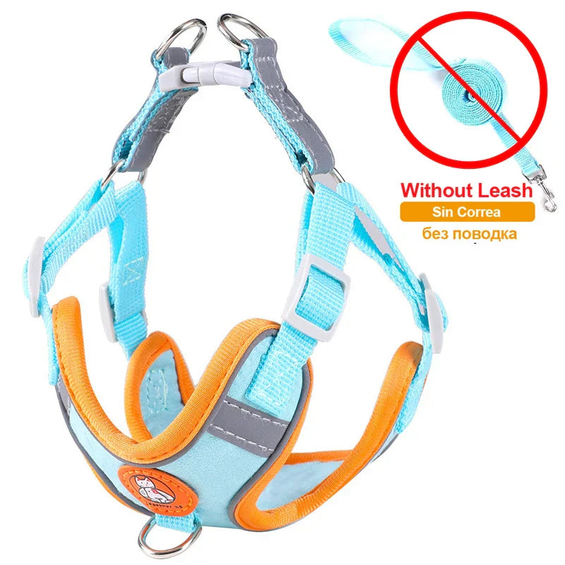 -Pull Reflective Dog Harness & Leash Set - Adjustable & Breathable No-pull reflective dog harness and leash set with adjustable straps and breathable material, ideal for safe, comfortable walks with dogs or cats.