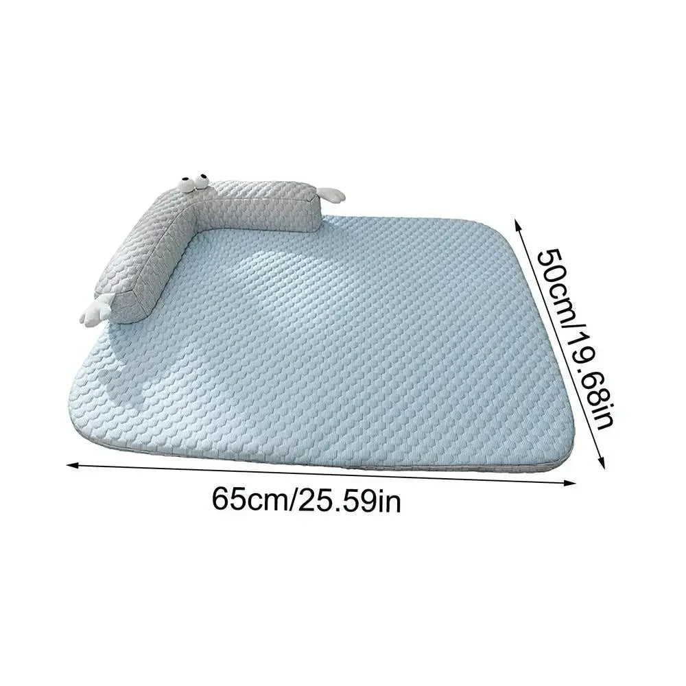 "Pet cooling ice pad for dogs and cats, washable and self-cooling for summer comfort"