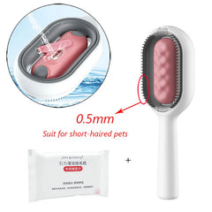 "Double-sided pet hair removal brush for cats and dogs with grooming wipes"