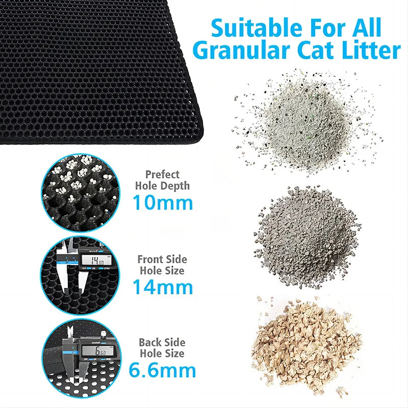 "Waterproof double-layer pet litter mat for cats, non-slip washable mat"