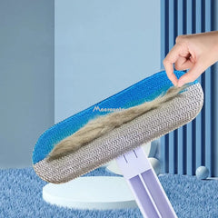 Multi-function pet hair remover brush for cats and dogs, manual lint cleaner for carpets and furniture.