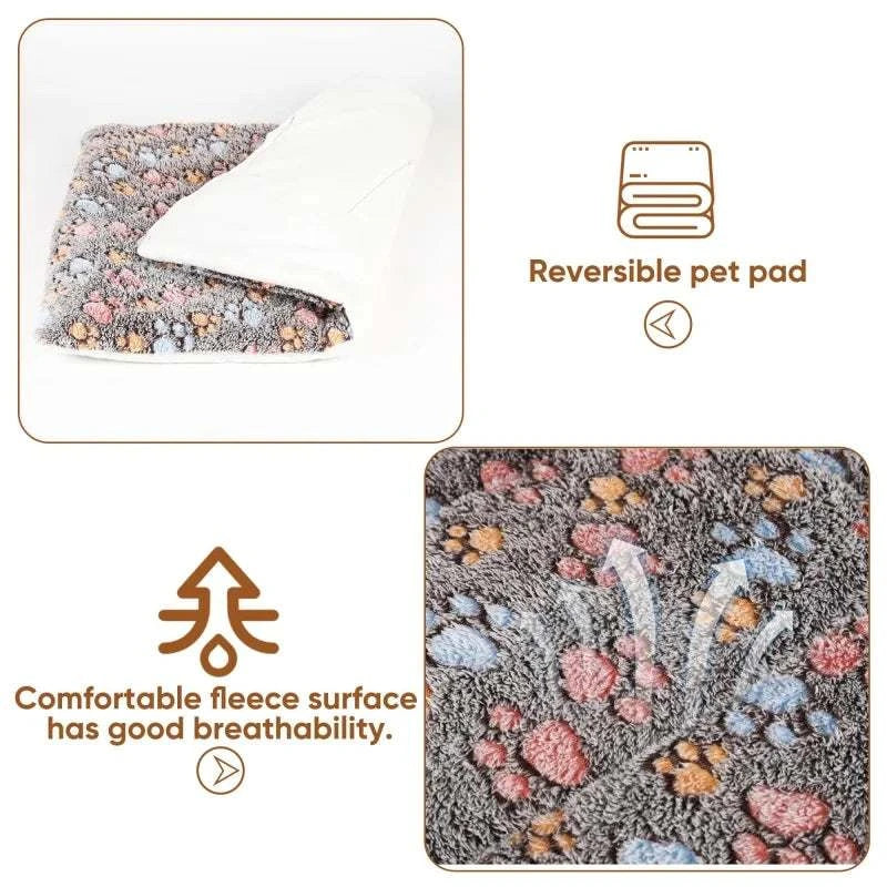 Flannel thickened dog bed mat for winter, soft and warm pet sleeping mat, reversible pad with fleece surface.