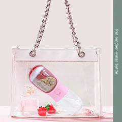 "2-in-1 portable pet water and food dispenser bottle, 300ml, for dogs and cats on the go"