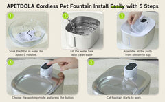 "APETDOLA 4L wireless cat water fountain with auto sensor for fresh automatic dog water bowl pet drinking water"