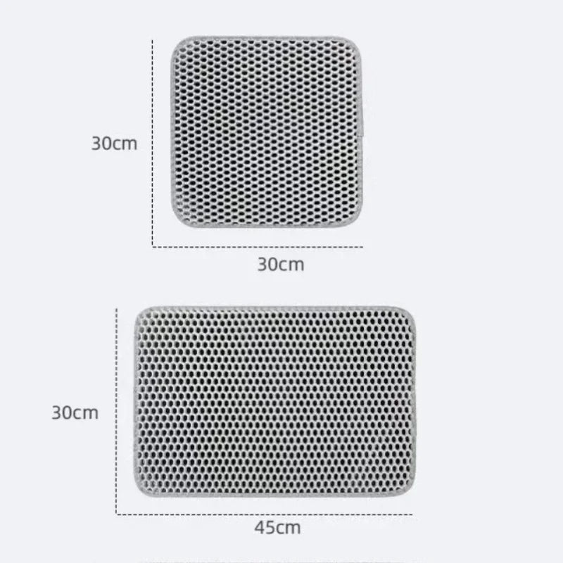 "Double layer waterproof cat litter mat with non-slip base and washable surface"