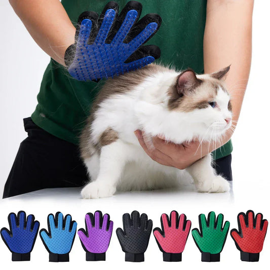 Pet Grooming Glove - Deshedding Brush & Bath Comb Pet glove cat grooming brush with silicone bristles for deshedding and massage, suitable for cats and dogs during bath time.