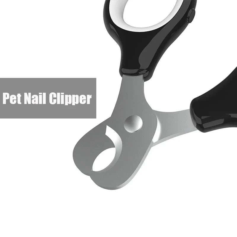 Pet nail clipper included in the 7-in-1 pet grooming hair removal tool for cats and dogs.