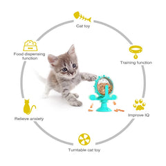 "Interactive treat leaking toy for cats and small dogs, rotatable wheel dispenser"