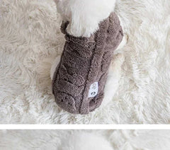 Soft fleece dog sweater for small pets, winter warm pullover, solid pattern.