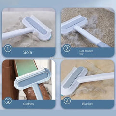 Multi-function pet hair remover brush for cats and dogs, manual lint cleaner for carpets and furniture.