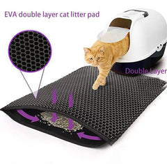 "EVA double layer cat litter mat with honeycomb design for trapping litter"