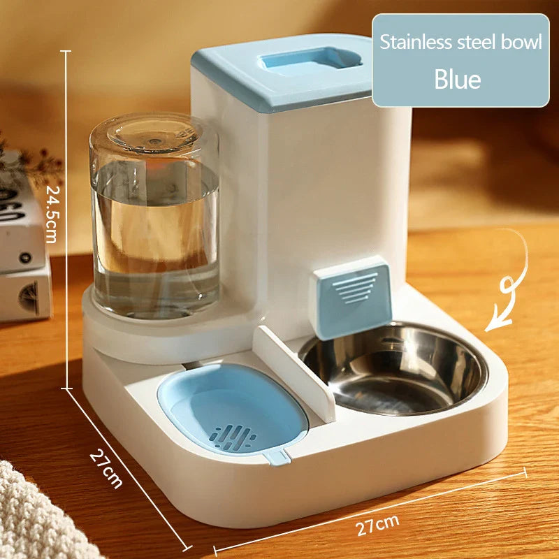 Kimpets automatic pet feeder and water dispenser with large capacity, designed for dry and wet food separation for cats and dogs.