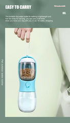 "2-in-1 portable pet water and food dispenser bottle, 300ml, for dogs and cats on the go"