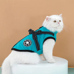 "Large waterproof dog jacket with harness for winter warmth"