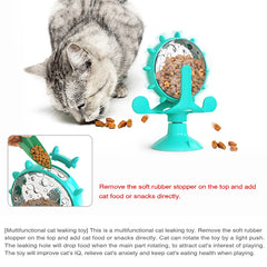 "Interactive treat leaking toy for cats and small dogs, rotatable wheel dispenser"