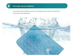 Extra Large Summer Pet Cold Bed, washable blue cooling mat for dogs.