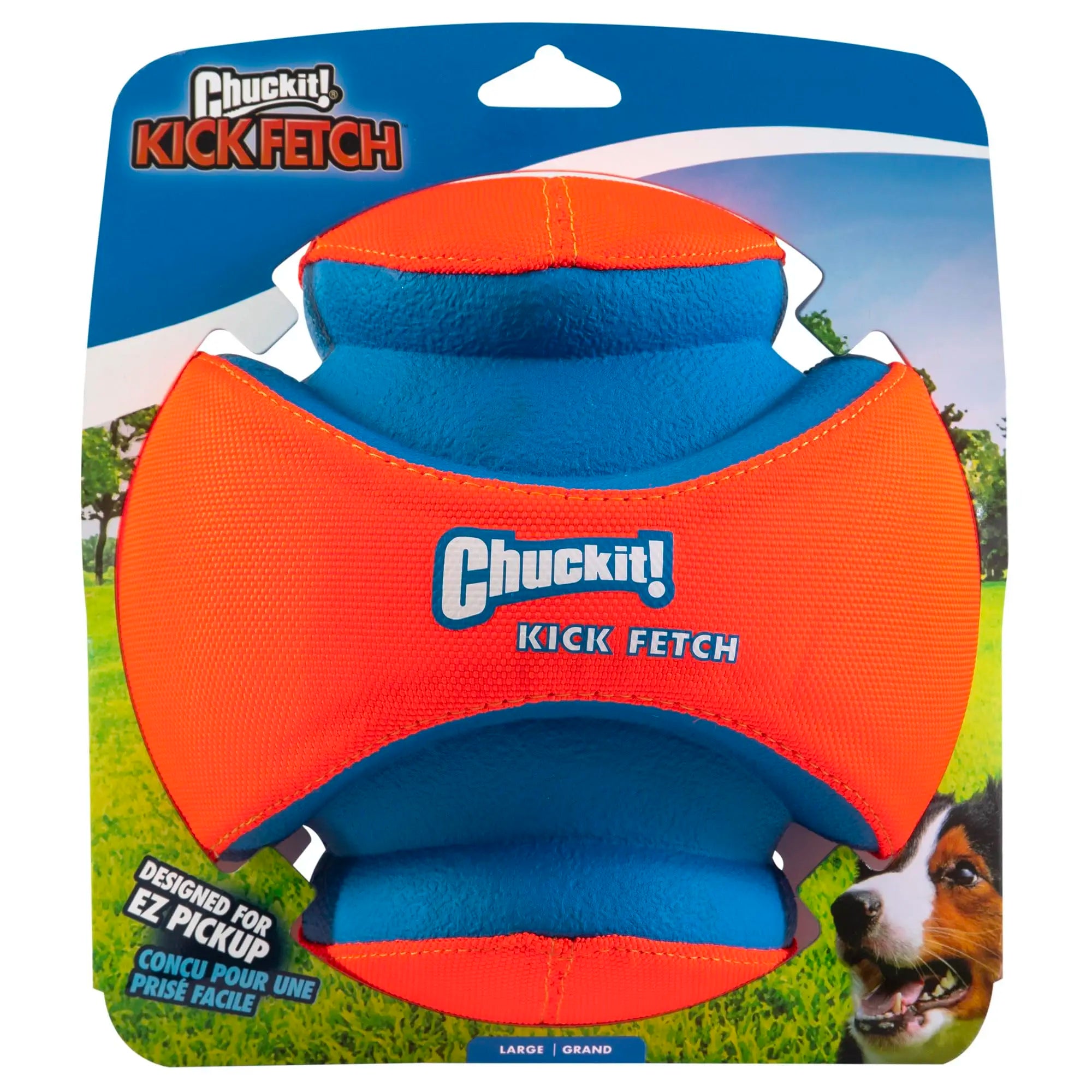 "Chuckit! Kick Fetch Ball Dog Toy for interactive outdoor play with easy-to-kick design"