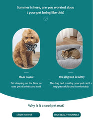 Extra large dog cooling mat for summer comfort, portable and durable.