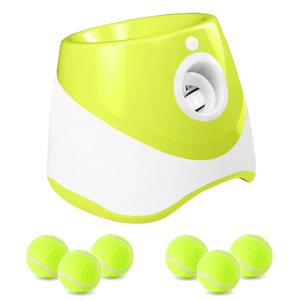 "Automatic dog tennis ball launcher for interactive play"