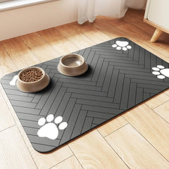 protect Absorbent pet feeding mat with waterproof rubber backing, designed for food and water bowls for dogs and cats, featuring a quick-dry surface.
