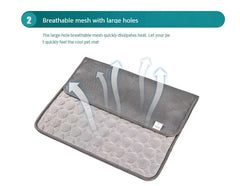 Extra large dog cooling mat with breathable mesh and heat dissipation technology.