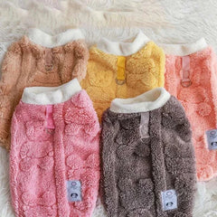 Soft fleece winter pet clothes for small dogs and kittens, available in various colors, made of wool.