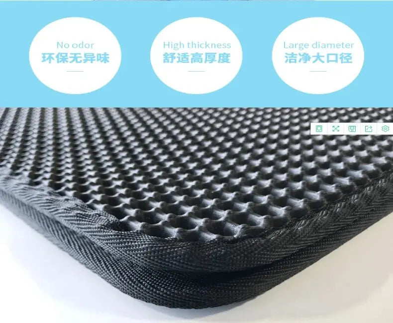 "EVA double layer cat litter mat with honeycomb design for trapping litter"