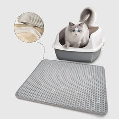 "Waterproof double-layer pet litter mat for cats, non-slip washable mat"