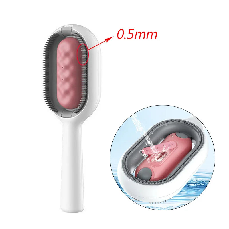 "Double-sided pet hair removal brush for cats and dogs with grooming wipes"