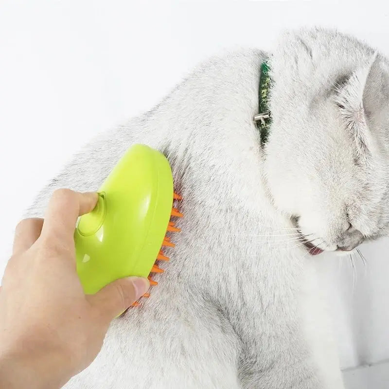 "Electric pet grooming brush with soft silicone bristles and water spray for cats"water spray & silicone bristles