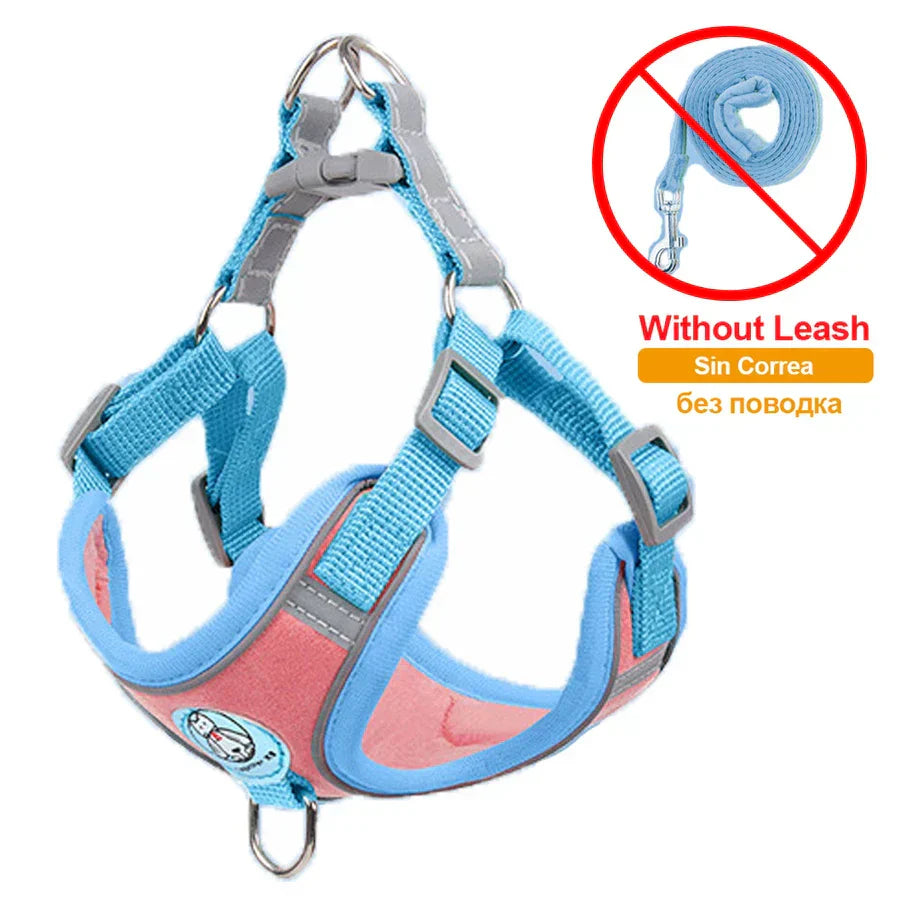 -Pull Reflective Dog Harness & Leash Set - Adjustable & Breathable No-pull reflective dog harness and leash set with adjustable straps and breathable material, ideal for safe, comfortable walks with dogs or cats.