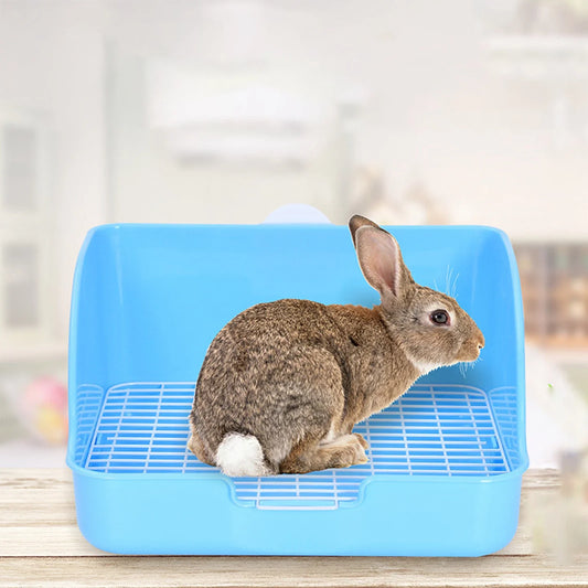 rabbit litter box PP plastic rabbit litter box in rectangular shape, ideal for small animals like chinchillas and bunnies, designed for easy cleaning.